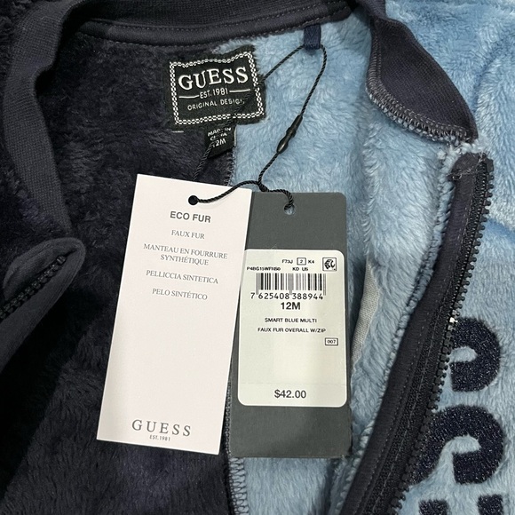 NWT GUESS Two-Tone Baby Blue and Navy Footie Outfit size 12m - Picture 5 of 6